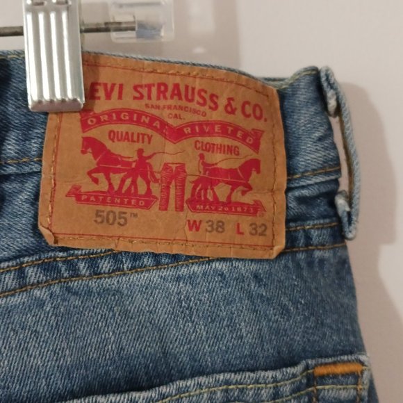 Levi's 505 Men's Regular Fit/Straight Leg Jeans 38x32 - Picture 3 of 4